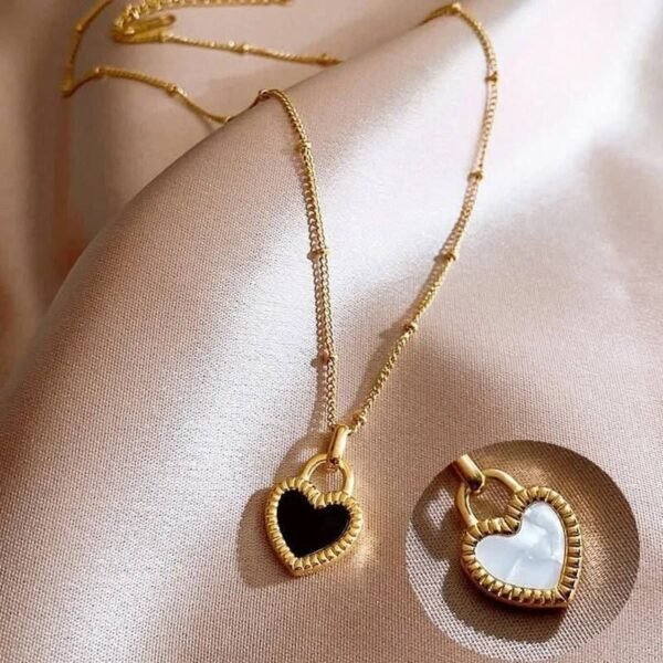 ⁦Double-Sided Heart Stainless Steel Necklace⁩ - الصورة ⁦2⁩
